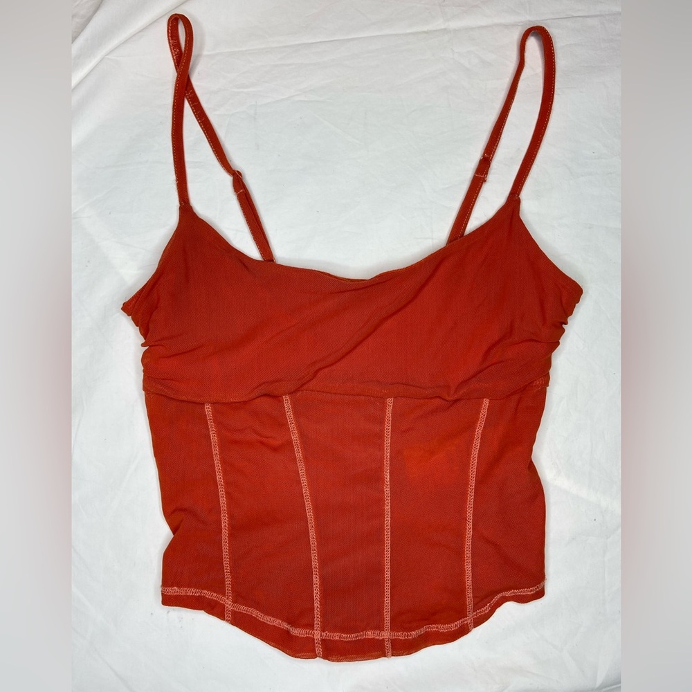 Urban Outfitters Mesh Cropped Camisole Top Orange Red Size Medium‎